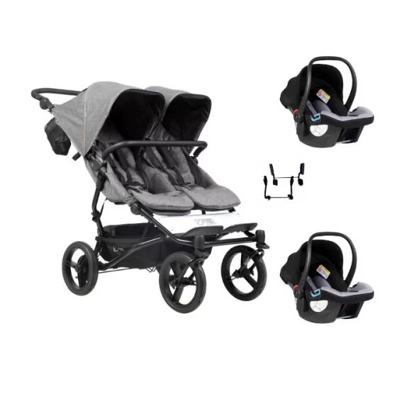 Poussette Double Mountain Buggy Duet V3.2 Luxury Edition – Herringbone + 2 Coques Auto Protect