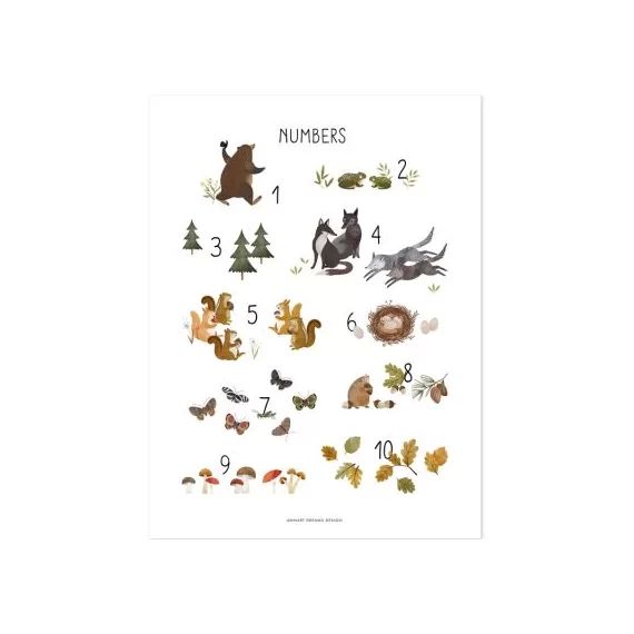 Affiche nombres Woodland Animals (30 x 40 cm)