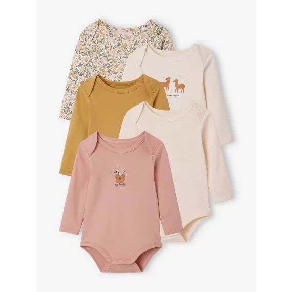 Lot de 5 bodies Rennes bébé emmanchure US écru
