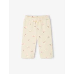 Pantalon large motifs fleurs bébé vanille