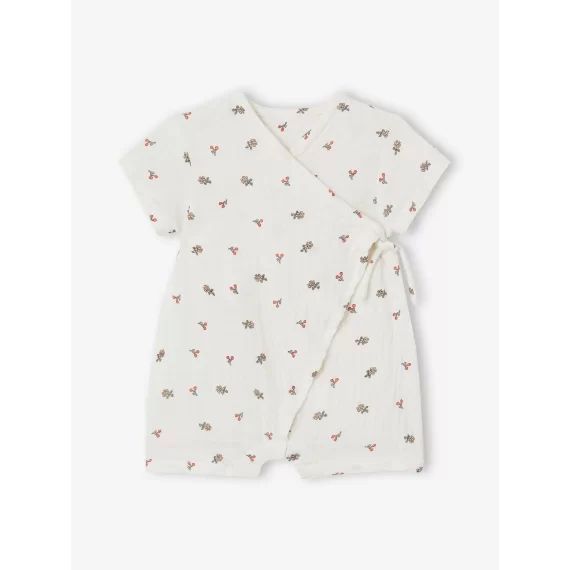 Pyjashort en gaze de coton bébé personnalisable écru