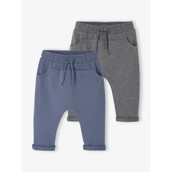 Lot de 2 pantalons en molleton bébé bleu jean