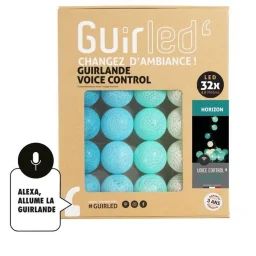 Horizon Commande Vocale Guirlande lumineuse boules coton Google & Alexa bleu