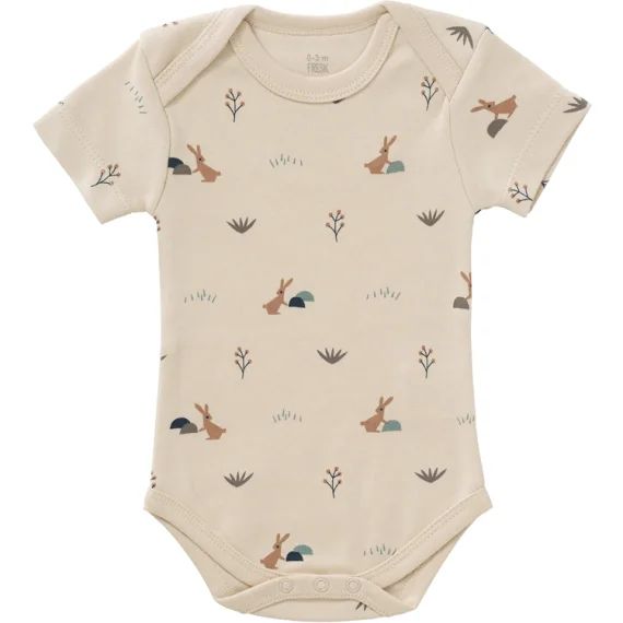 Body manches courtes en coton bio Rabbit sandshell (0-3 mois : 50 à 60 cm)