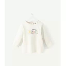 T-shirt bébé en coton biologique écru avec message –  – Soldes