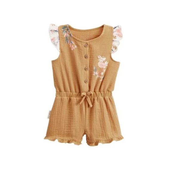 Combishort Bébé En Gaze De Coton Flamingo Blanc