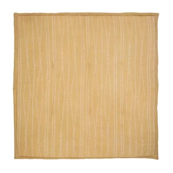Tapis de repos bébé – NEPO CARAMEL – pur coton imprimé à la main jaune