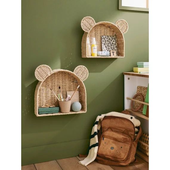 Lot de 2 étagères ourson marron