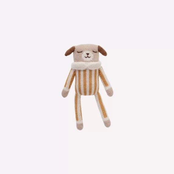 Doudou chien combinaison à rayures ocre