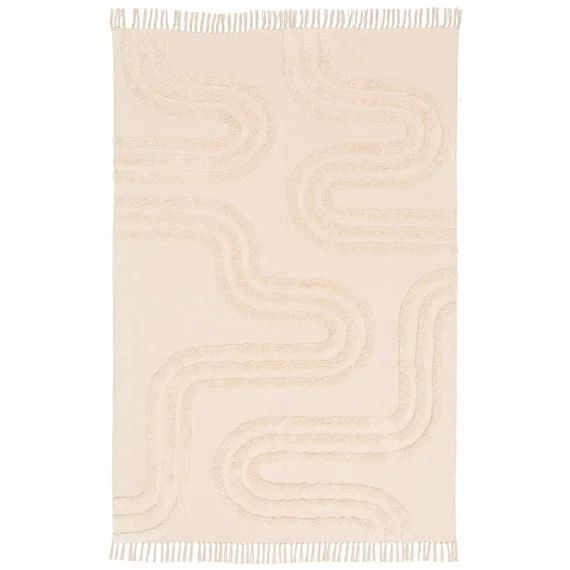 Tapis Enfant Tufté En Coton Lavable À La Machine Ribbon Beige