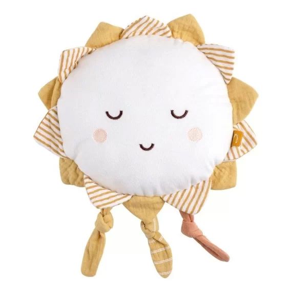 Doudou soleil en velours blanc blanc