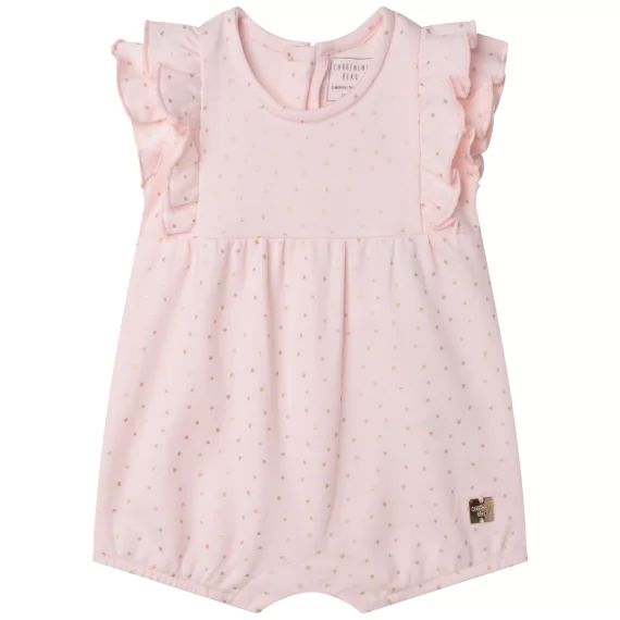Combi-short volanté en coton Fille Rose
