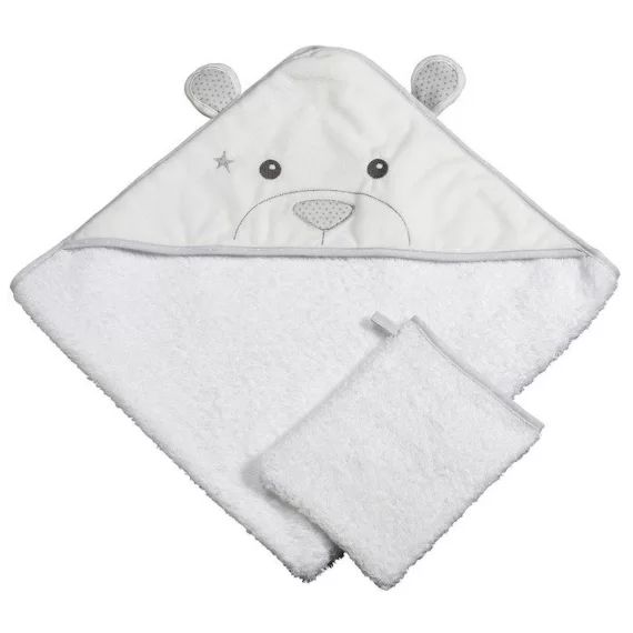 SAUTHON Cape de bain et gant de toilette Céleste blanc