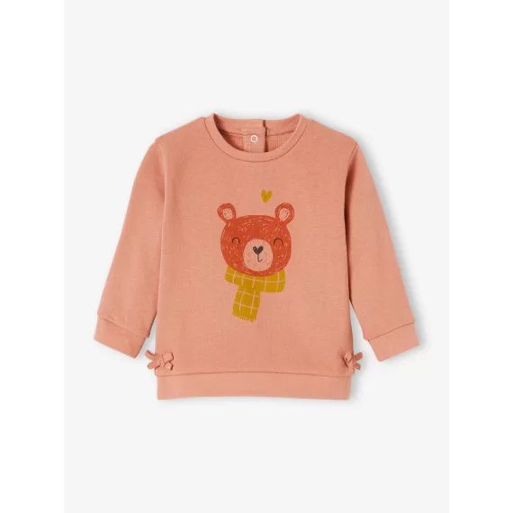 Sweat molleton bébé fille motif animal BASICS terre de sienne