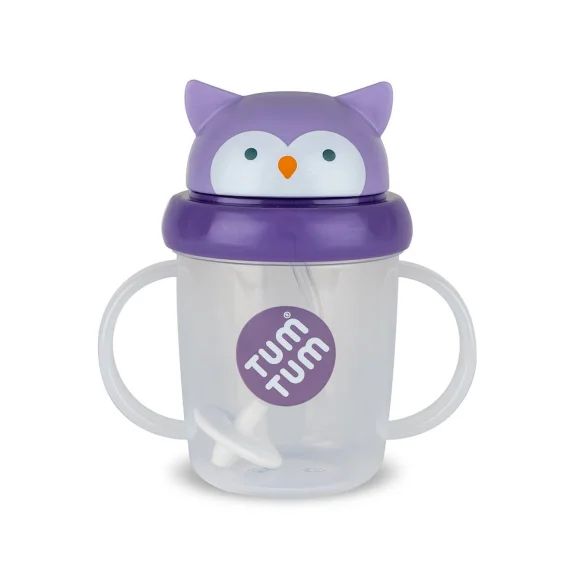 Tasse Anti Fuite + Paille Lestée Chouette – V3 Violet