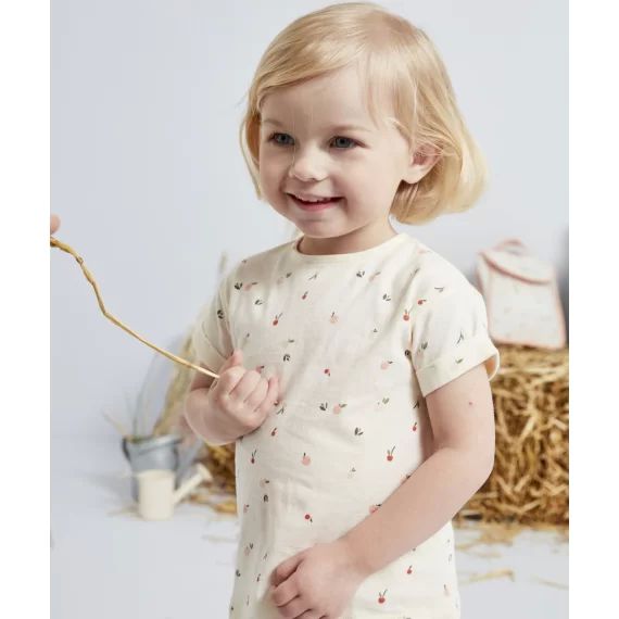 T-shirt écru bébé fille en coton biologique imprimé fruits –  – Soldes