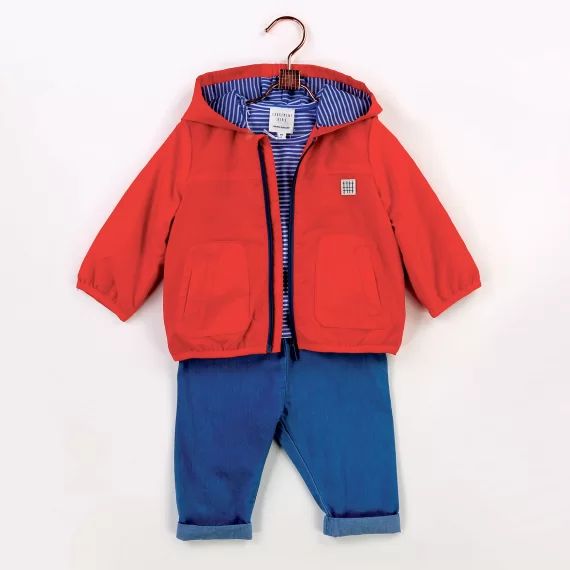 Blouson à capuche déperlant Garçon Rouge