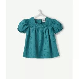 Le chemisier en broderie anglaise vert avec col carré –  – Soldes