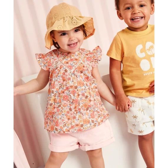 Short en jean bébé fille rose pâle –  – Soldes