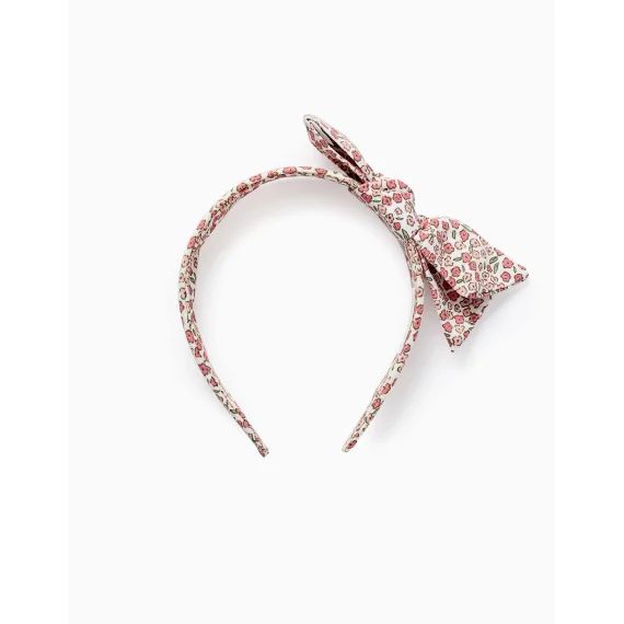 Bandeau Floral Avec Nœud Beige Clair