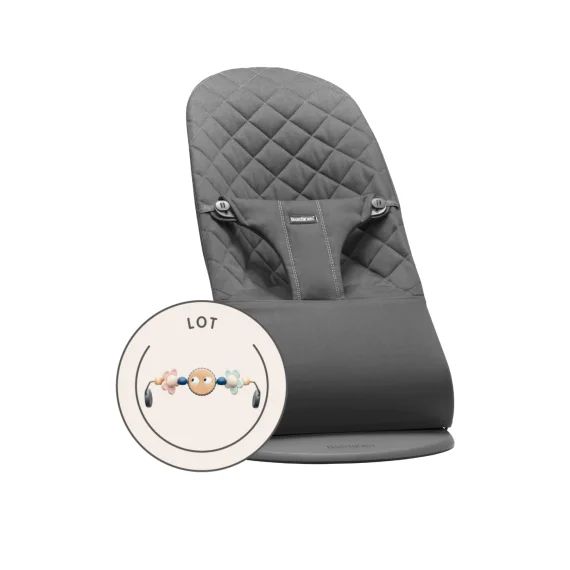 Transat avec Arche de jeu – Anthracite / Tissé, matelassage Classique / Gris foncé / Yeux espiègles Pastels