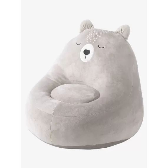 Fauteuil ours fausse fourrure gris clair
