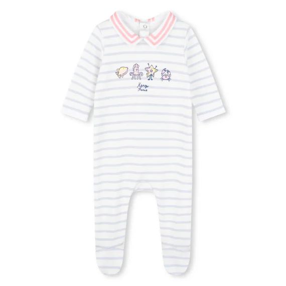 Pyjama rayé avec imprimé Fille Blanc