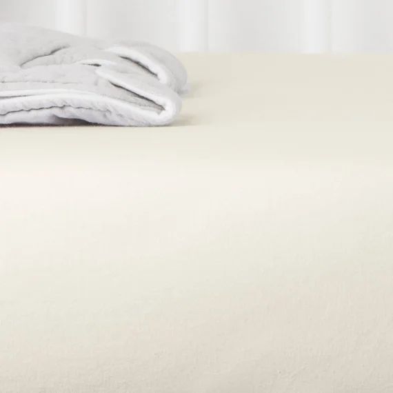 Drap Housse Coton Bio Jersey Pour Lit Bébé Ecru