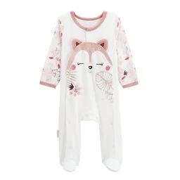 Grenouillère Bébé En Velours Rose – Petit Beguin – Renarde – Ouverture Pont – Label Oeko-tex Rose