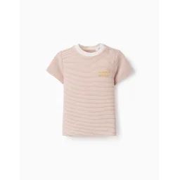 T-shirt Rayé Avec Imprimé Marrón