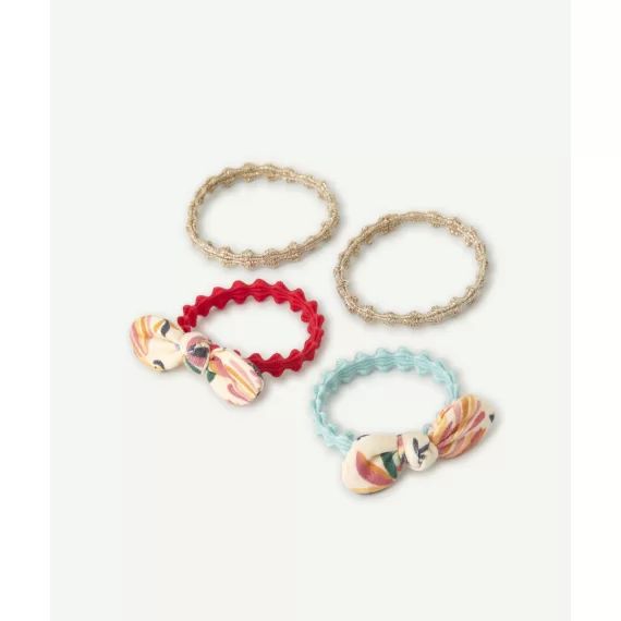 Lot de 4 élastiques bébé fille couleur argentée et avec noeuds –  – Soldes