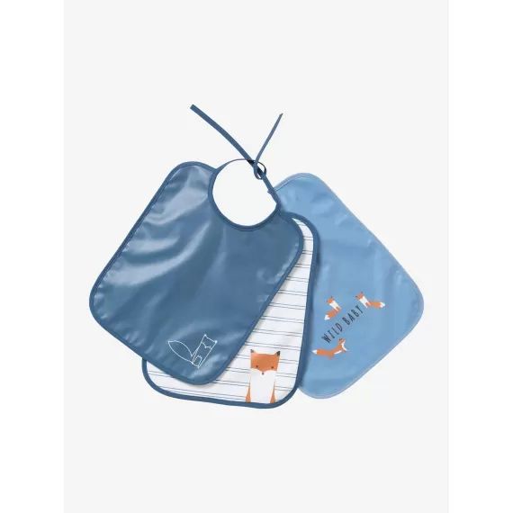 Lot de 3 bavoirs plastifiés bleu