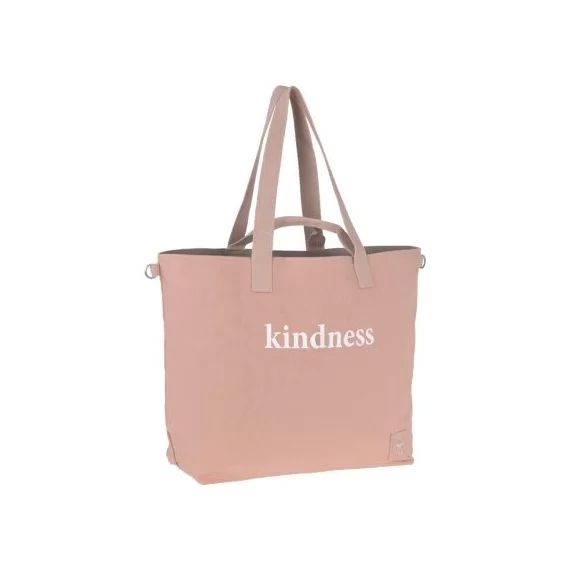 Sac à langer à anses Green Label en coton bio Statement rose