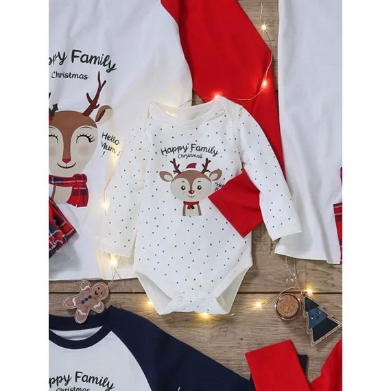 Body de Noël bébé capsule famille manches longues écru