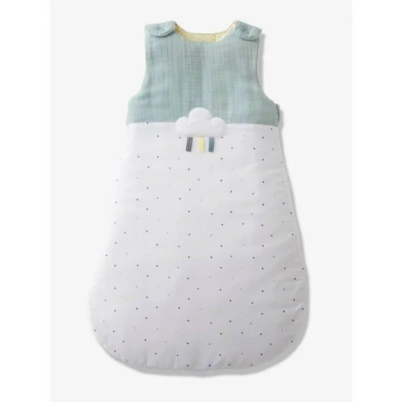 Gigoteuse sans manches en gaze de coton MENTHE A L&rsquo;EAU blanc / vert