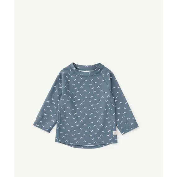 T-shirt anti-uv bébé bleu imprimé blanc –  – Soldes