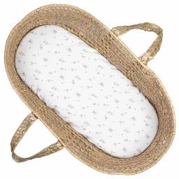 Drap Housse Couffin Ovale Melody Blanc Imprimé Minimaliste