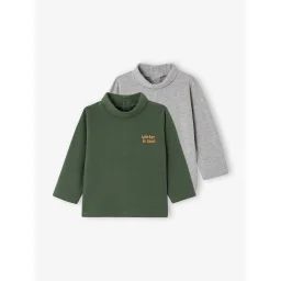 Lot de 2 T-shirts col roulé basics vert sapin