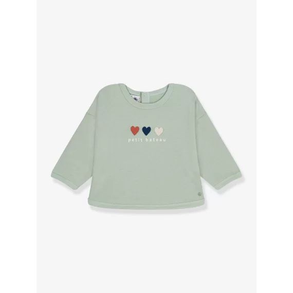 Sweat coeur fille PETIT BATEAU vert amande