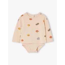 T-shirt body bébé manches longues beige doré