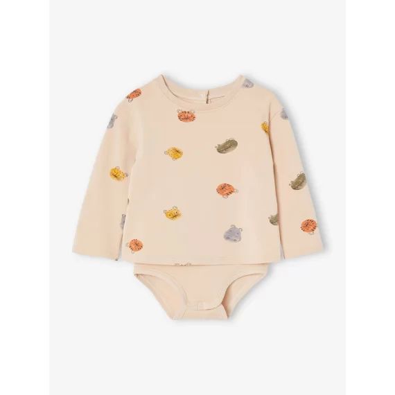 T-shirt body bébé manches longues beige doré