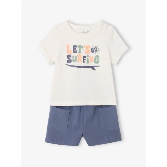 Ensemble T-shirt imprimé + short bébé indigo
