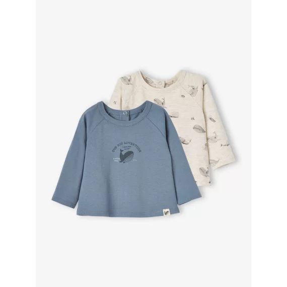 Lot de 2 T-shirts bébé manches longues beige chiné