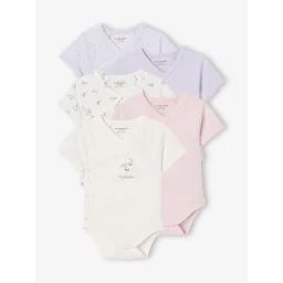 Lot de 5 bodies bébé ouverture naissance lilas