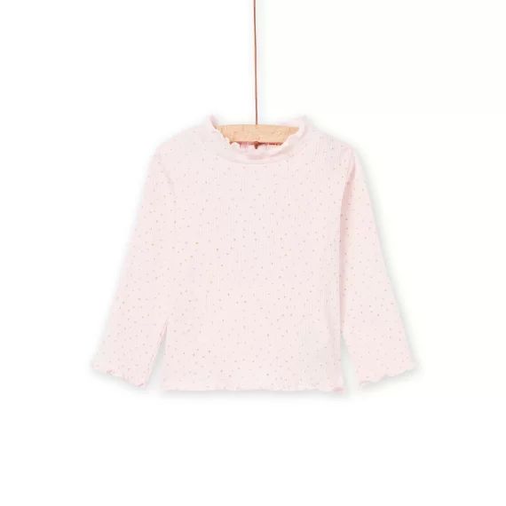 Sous-pull En Maille Côtelée Rose – Blanc