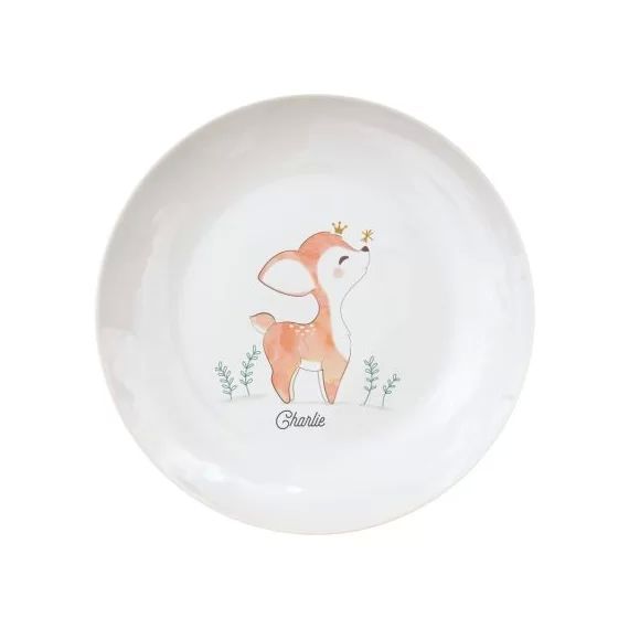 Assiette en porcelaine Petit Faon (personnalisable)