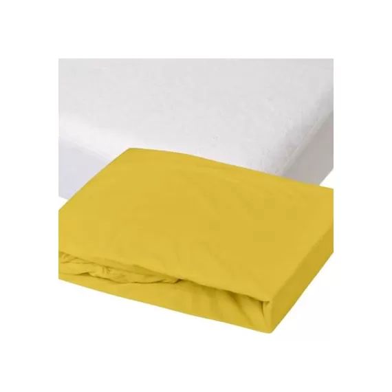 Lot alèse et drap housse curry (60 x 120 cm)