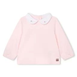 T-shirt avec col brodé Fille Rose