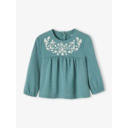 T-shirtbrodé bébé manches longues vert grisé