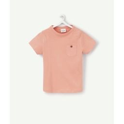T-shirt bébé garçon corail en coton bio avec poche –  – Soldes